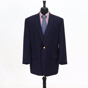 Ralph Lauren 48L Navy Solid 2-Button Sport Coat Blazer Jacket G712